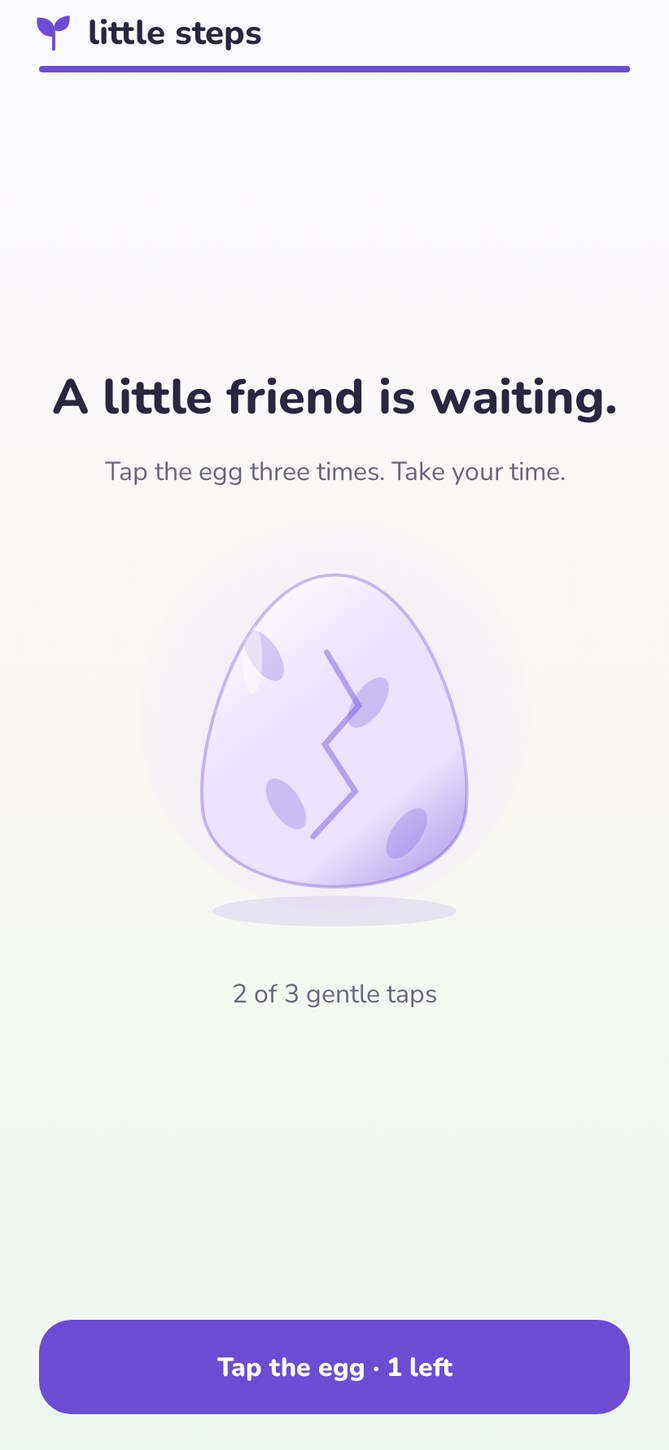 Two gentle taps: the egg starts cracking.