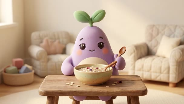Pip eats breakfast
